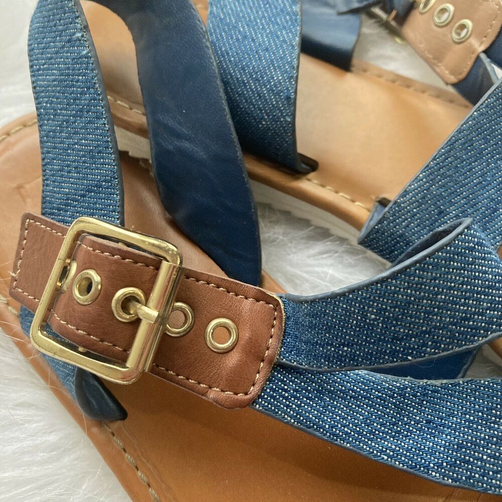 Rogue Helium Strappy Shoe Sandal Womens Size 8M Blue Denim Summer Spring - Picture 3 of 7